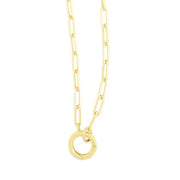 14K Yellow Gold Paper Clip Necklace With Charm Clasp
